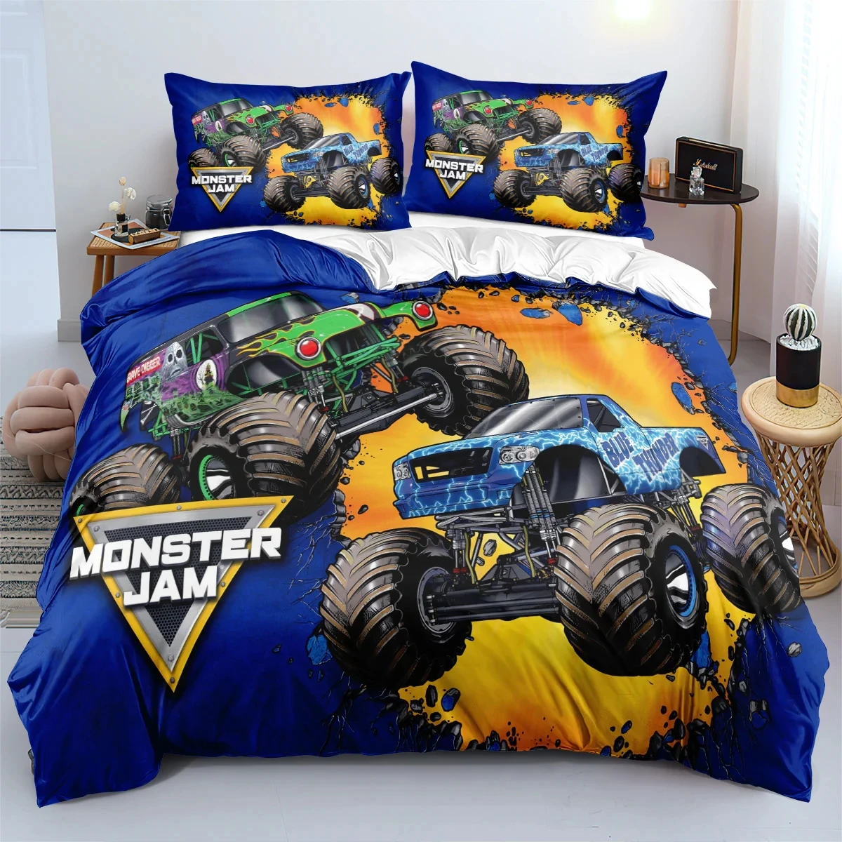 

Monster Jam Truck 3D Printed Duvet Cover Pillowcase Bedding Set Twin Full Queen King Size For Bedroom Decor
