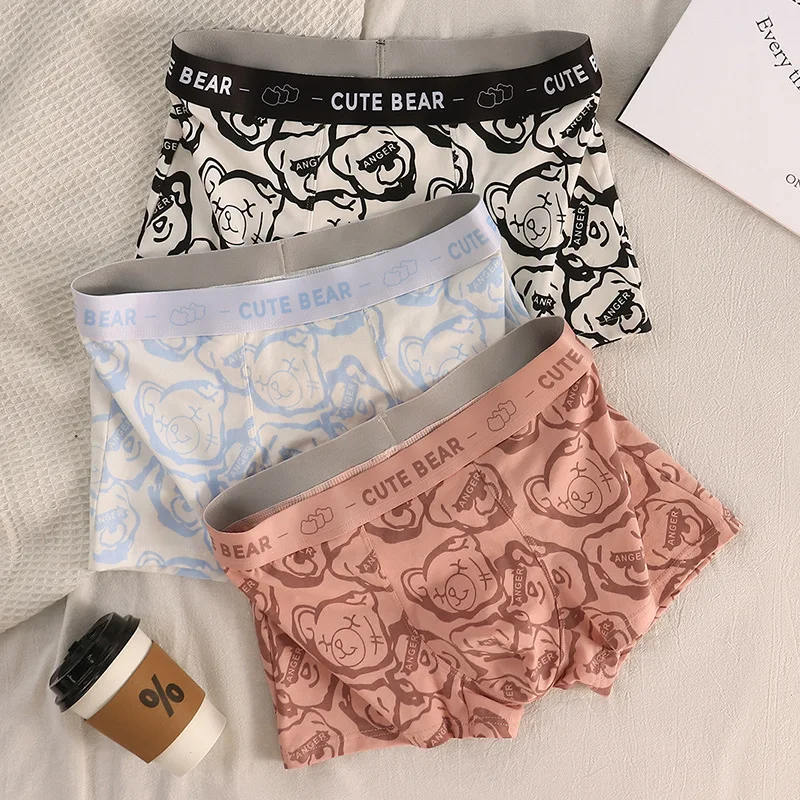 

Нижнее белье с милыми героями мультфильмов, дышащие, приятные для кожи боксеры, студенческие подростковые боксеры, хлопковые мужские трусы, сексуальное женское белье