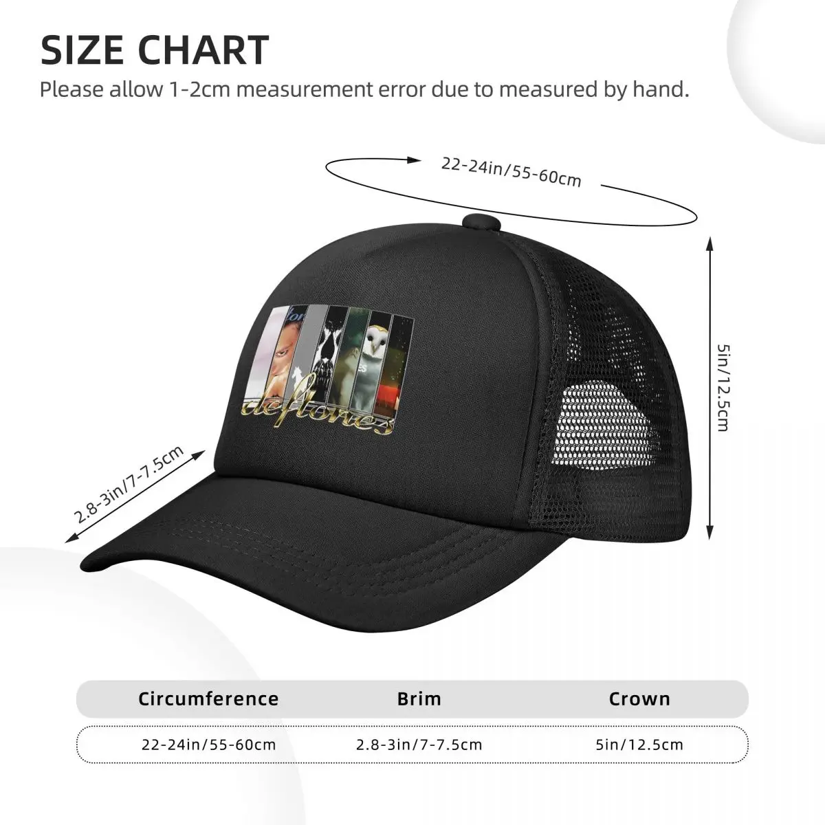 Deftones Punk Rock Mesh Baseball Cap Men Women Hip-Hop Sun Hat Metal Music Hat Regulowana poliestrowa czapka przeciwsłoneczna Letnia czapka typu Trucker Hat