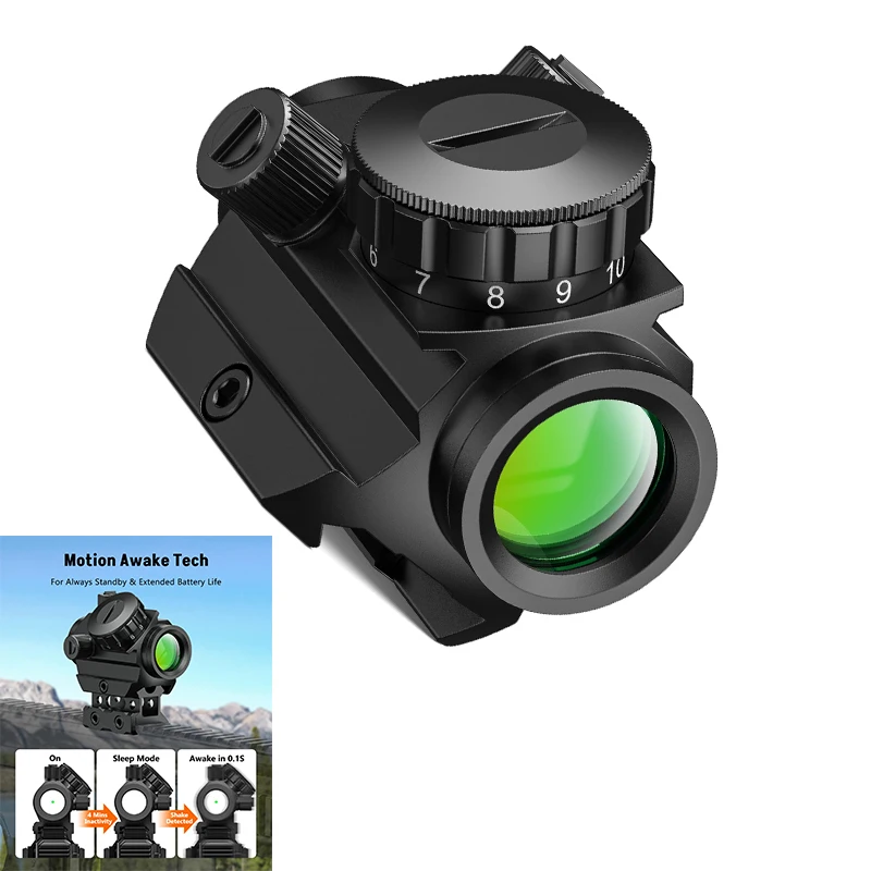 

MidTen Green Dot Sight 2 MOA Reflex Optics Sight Scope With Lower 1/3 Co-Witness Riser Mount for 21mm Picatinny Rail for Hunting