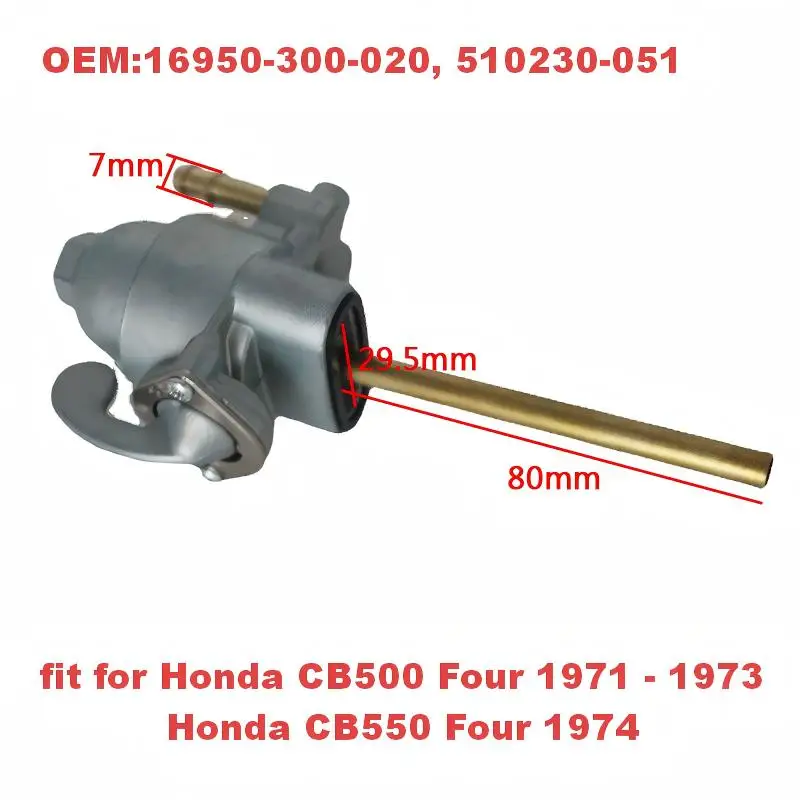 

Fuel Petcock Replacement for Honda CB500 CB550 CB750 Compatible with Kawasaki 510230-051 KZ400 OEM 16950-300-020, 510230-051