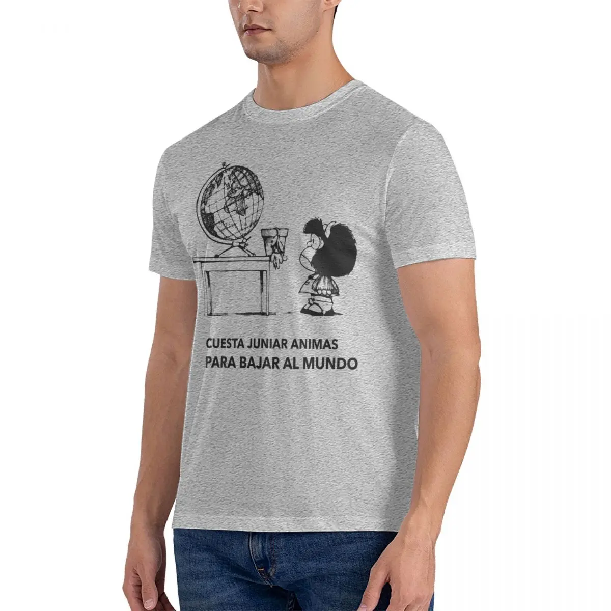 World Men T Shirts M-Mafalda Humorous Tees Short Sleeve Crewneck T-Shirt Pure Cotton Gift Idea Clothes