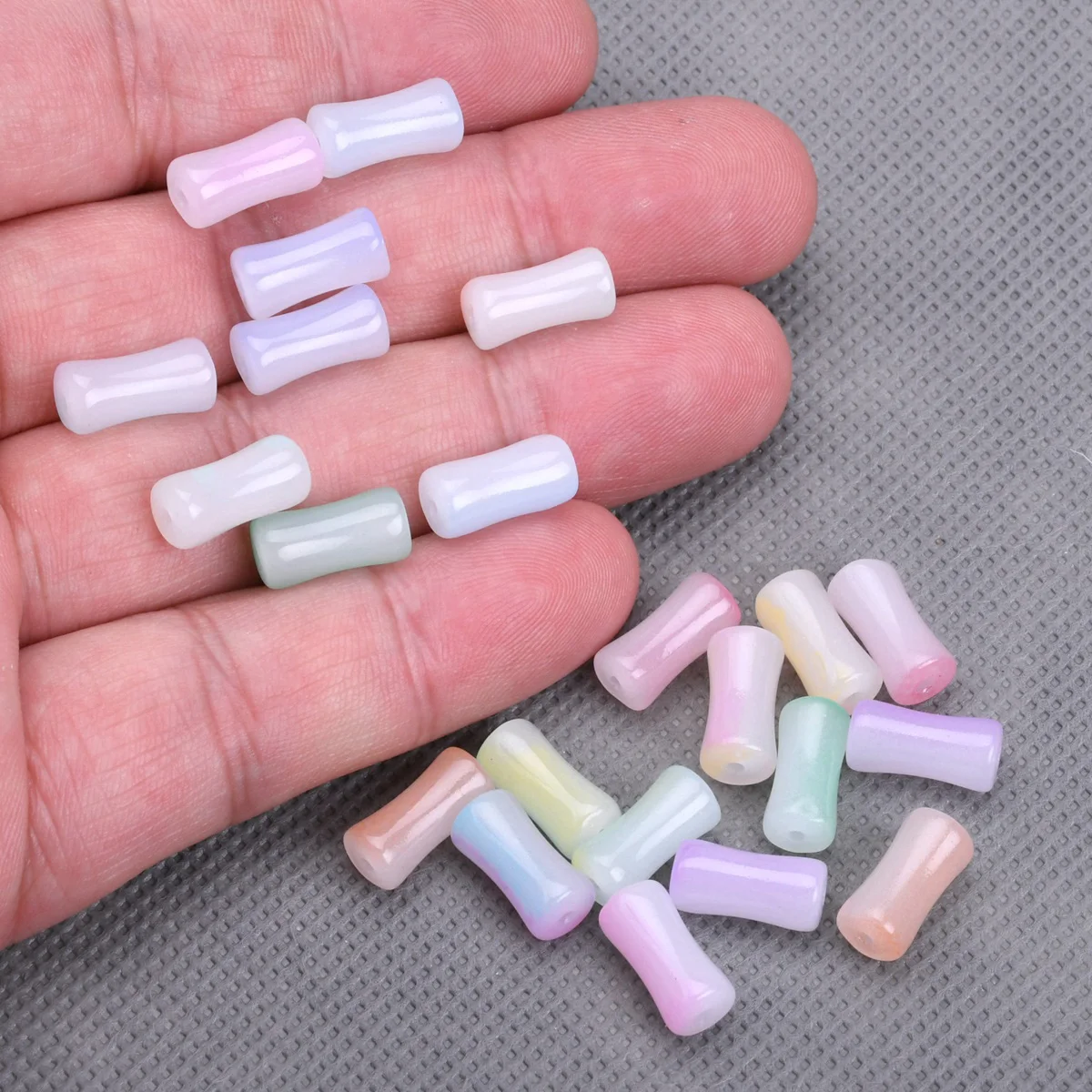 

20pcs 13x6mm Bamboo Tube Shape Colorful Handmade Opaque Glass Loose Beads For Jewelry Making DIY Crafts Findings