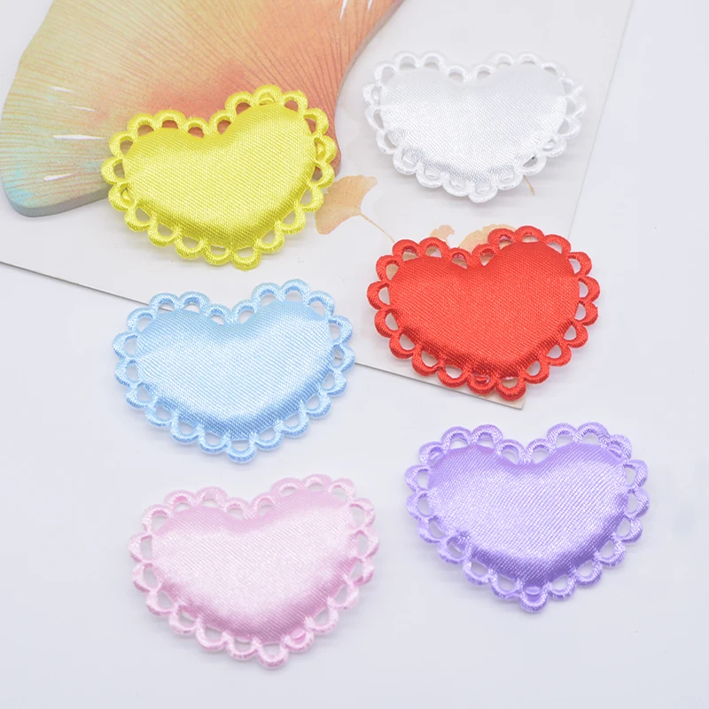 50Pcs 3.6*3cm Padded Heart Cloth Sewing Supplies Patches for DIY Clothes Headwear Hat Wedding Decor Accessories Applique