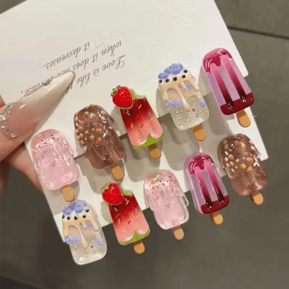 Lot de 10 pinces à cheveux crème glacée, barrettes mignonnes en forme de bâtonnets de glace, accessoires capillaires d'été pour filles, pinces pour franges et pour le coiffage des cheveux