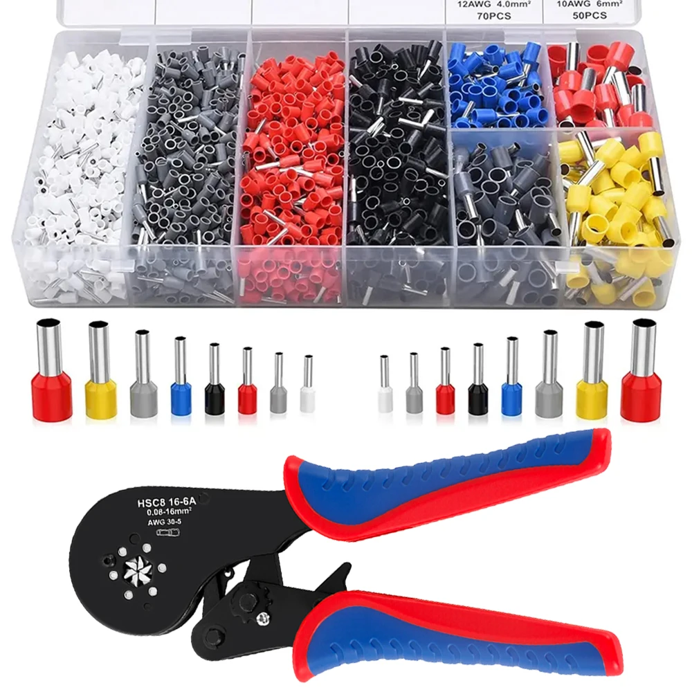 WOZOBUY Ferrule Crimping Tool AWG 28-5 Self-Adjustable Ratchet Wire Crimper