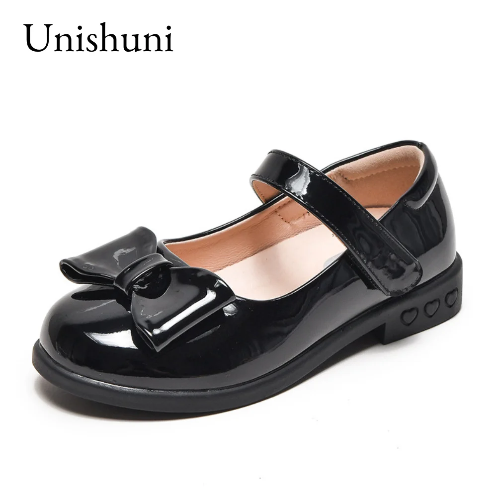 Unishuni Black Mary Jane Schoenen Voor Meisjes Allemaal Zwarte Schooluniform Schoenen Prinses Prestatie Jurk Schoenen Lichtgewicht Zachte Zool