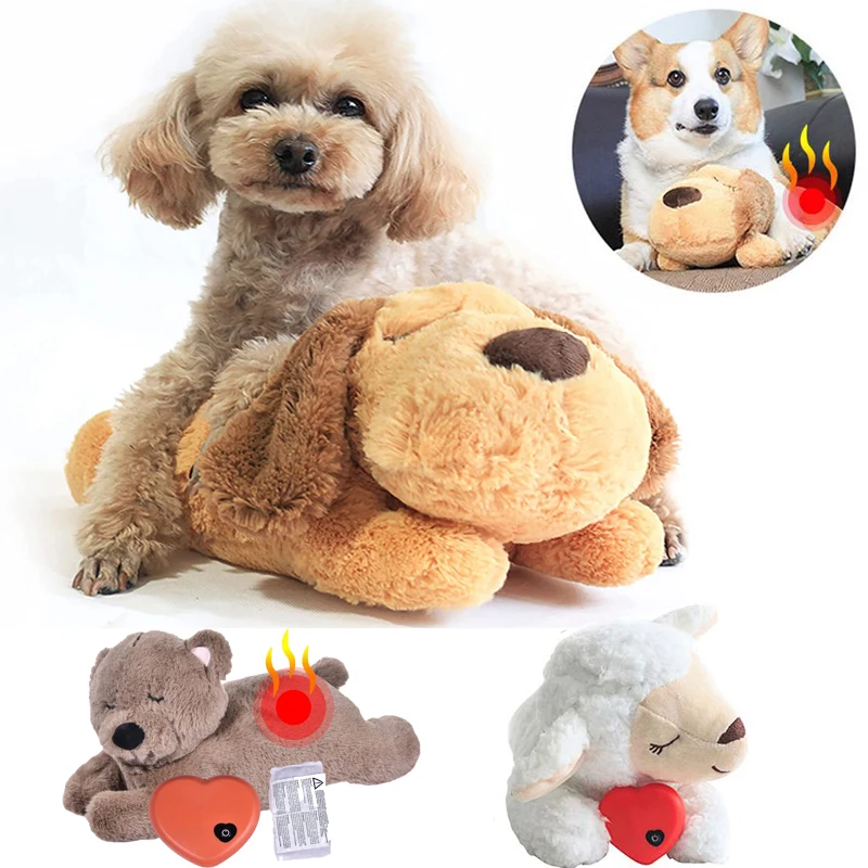 Heartbeat Dog Anxiety Relief Plush Toy Pet Comfortable Behavioral Training Play Aid Tool Soft Plush Sleeping Buddy For Small Dog