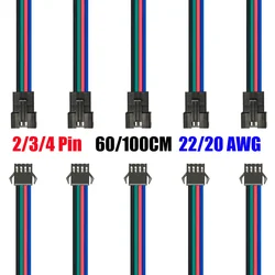 2 3 4 Pin Plug Male Female Wire Connector 22 20 AWG JST SM Cable Connector For RGB 5050 3528 Led Strip Light CCTV Lamp Tape Lamp