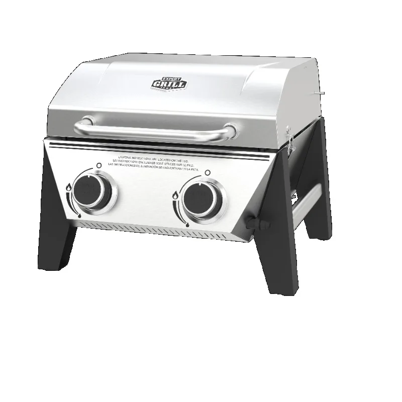 

Expert Grill 2-Burner Tabletop Gas Grill, Stainless Steel, 13,000 BTUs