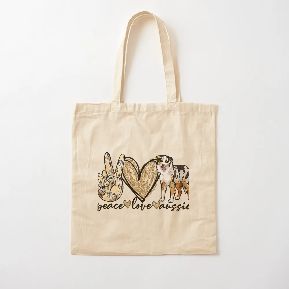 السلام الحب الأسترالي مضحك الأسترالي أمي الكلب أمي عيد الأم تي شيرت حمل حقيبة لطيف حمل حقيبة حمل حقيبة امرأة سيدة حقائب