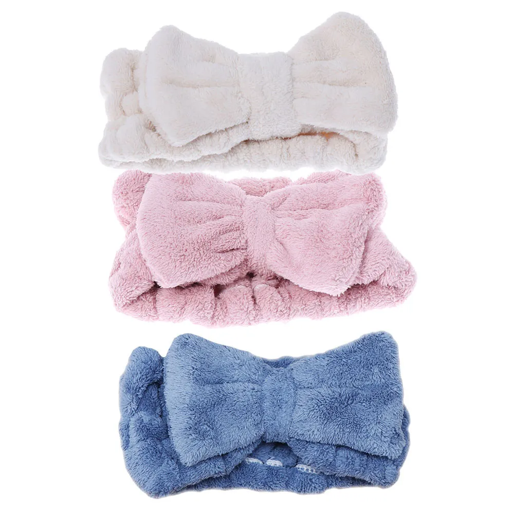 

Набор из 3-х эластичных повязок для макияжа с бантом из кораллового флиса для умывания и ухода за кожей лица, бережные к волосам, не повреждают волосы