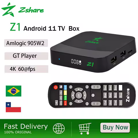 Zshare Z1 Android 11 Set Top Box IP TV 2.4G 10-bit WIFI 2GB/16GB 4K UHD Amlogic S905W2 265/VP9 1080P@60fps Chile smart tv box