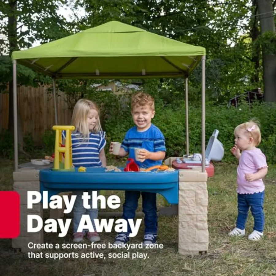 All Around Playtime Patio with Canopy Playset Shaded Outdoor Playhouse for with Realistic, Interactive Features, Room for Multi