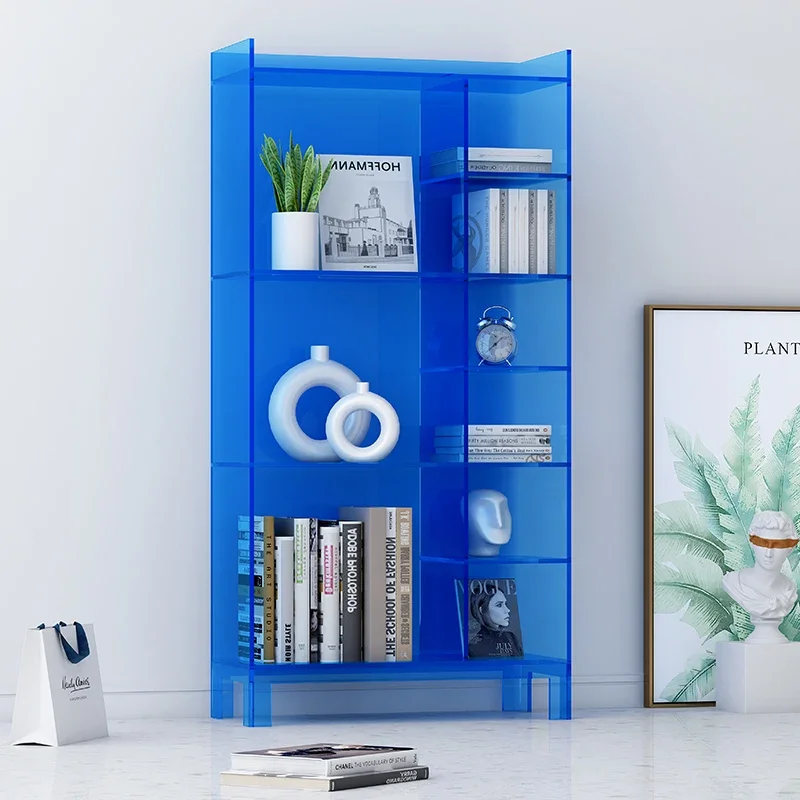 Acrylic bookshelf shelf Floor-to-ceiling multi-layer shelf Reading bookcase Display shelf Living room storage