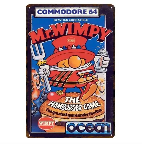 Mr Wimpy Commodore Amiga Retro Video Game Metal Poster Tin metal sign 20*30cm