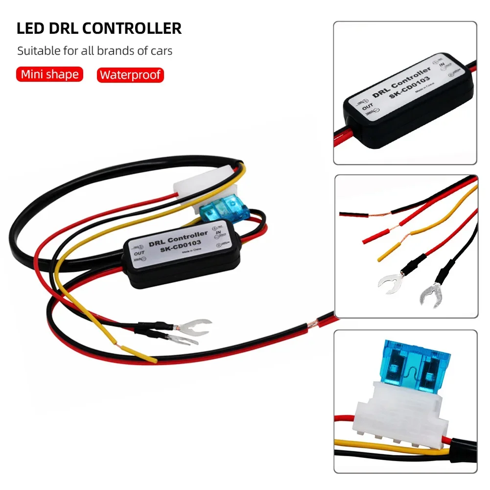 DRL Controller Auto Car LED Daytime Running Light Relay Harness Dimmer On/Off 12-18V Fog Lamp Control