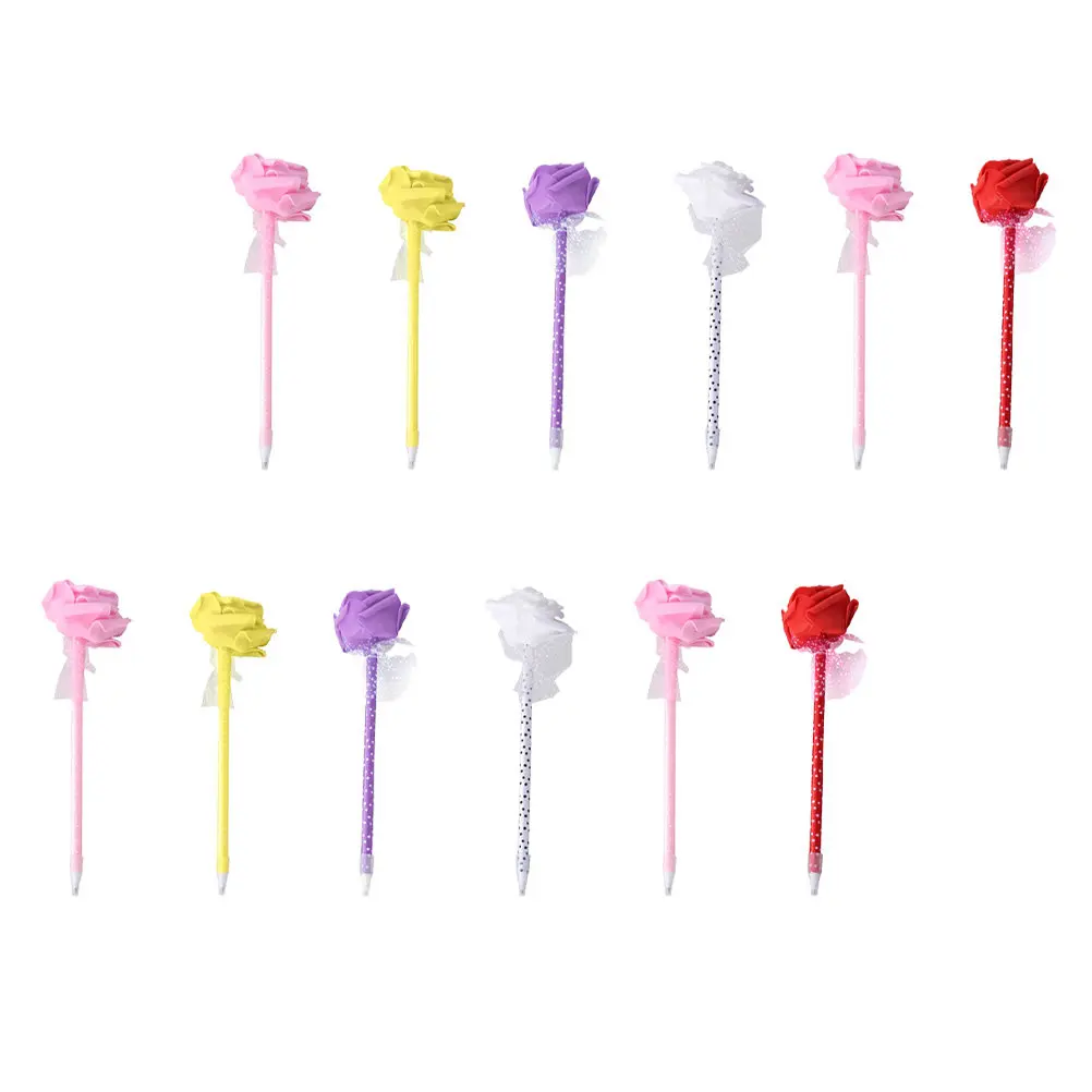 

12 шт. милых шариковых ручек с дизайном розы, гладкое письмо, удобный захват, гелевые чернила, для детей, студентов, школьные принадлежности