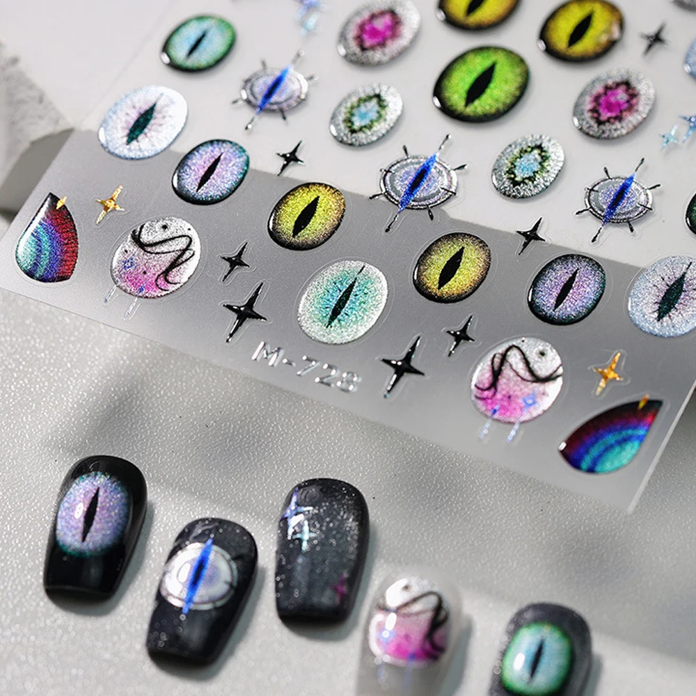 Punk-Stil Katzenauge Gelee 5D Nail Art Aufkleber Gaze Cross Dragon Eye Mysteriöse Augäpfel Dunkler Stil Selbstklebender Maniküre-Aufkleber