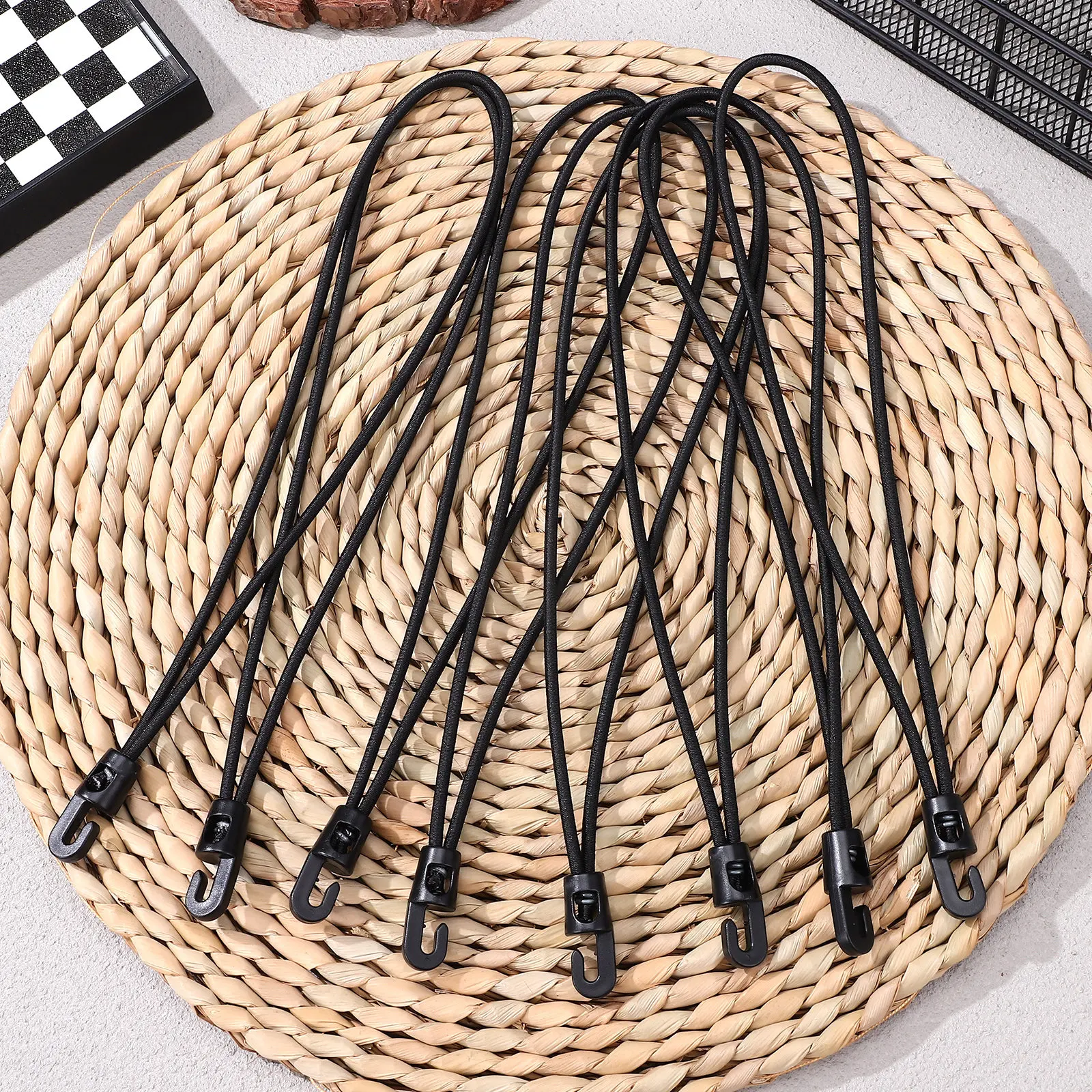 25Pcs Elastic Bungee Cords with Strong Hooks Versatile Luggage Ropes for Suitcase Securing Outdoor Gear Climbing Accessories