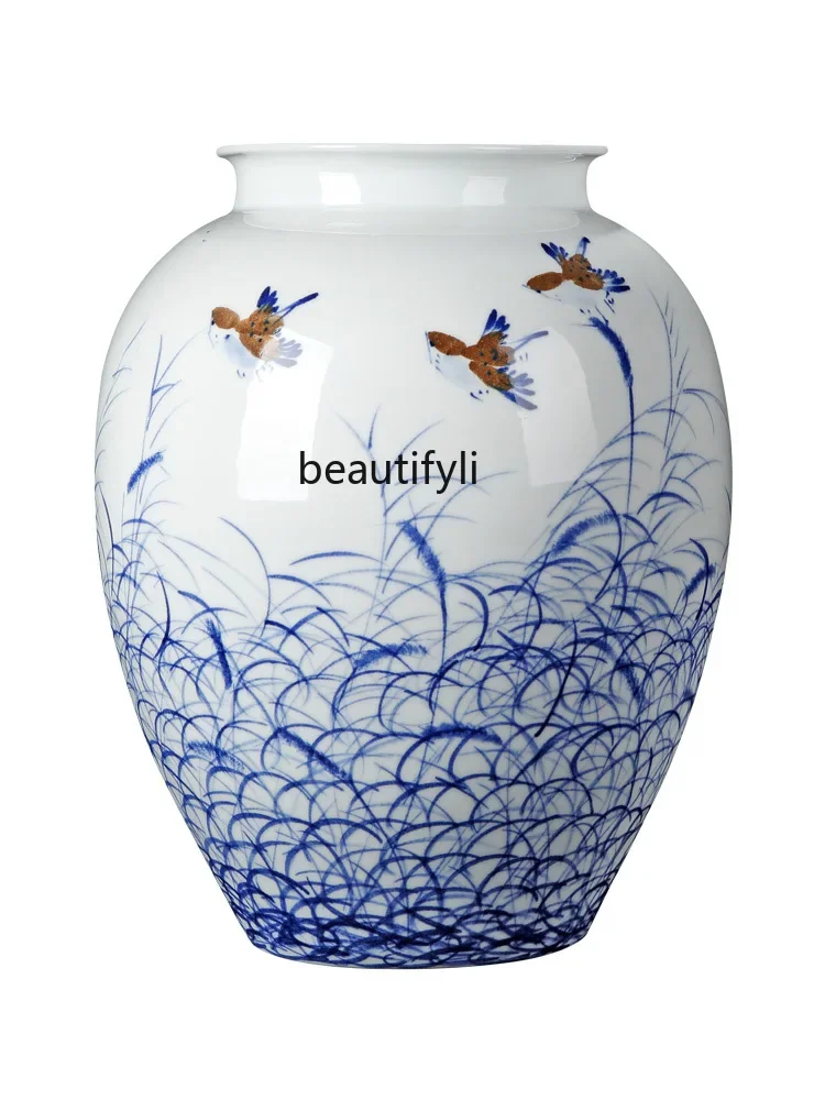 

V Jingdezhen Vase Ceramic Decoration round Dining Table Flower Ware Living Room Furnishings Chinese Desktop