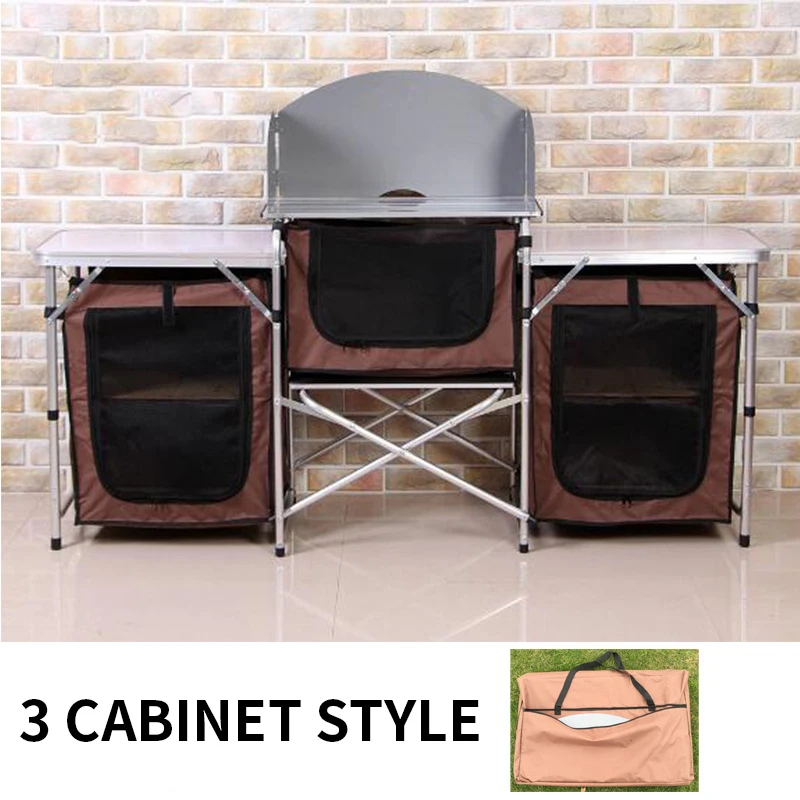 X-Shaped BBQ Picn Camping Outdoor Kitchen Table Cabinet Foldable Folding Cooking Storage Rack Aluminum Alloy Bracket
