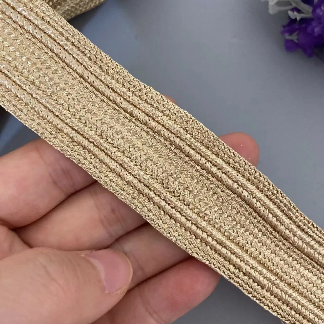 1 Yard 2.5cm Lace Trim Ribbon Gold Thread Webbing Ethnic Style Clothing Webbing Embroidery Sequin Fabric Jacquard Accessories