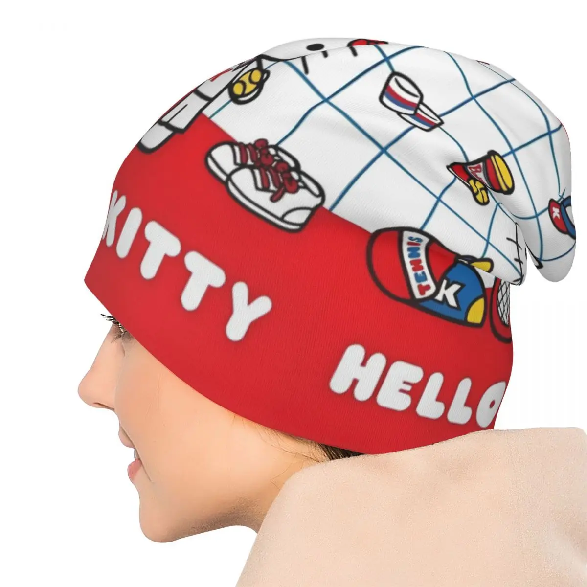 قبعات Hello Kitty Tennis Day الرائعة للجنسين في الهواء الطلق Skullies Beanies قبعات صيفية دافئة لغطاء الرأس #5
