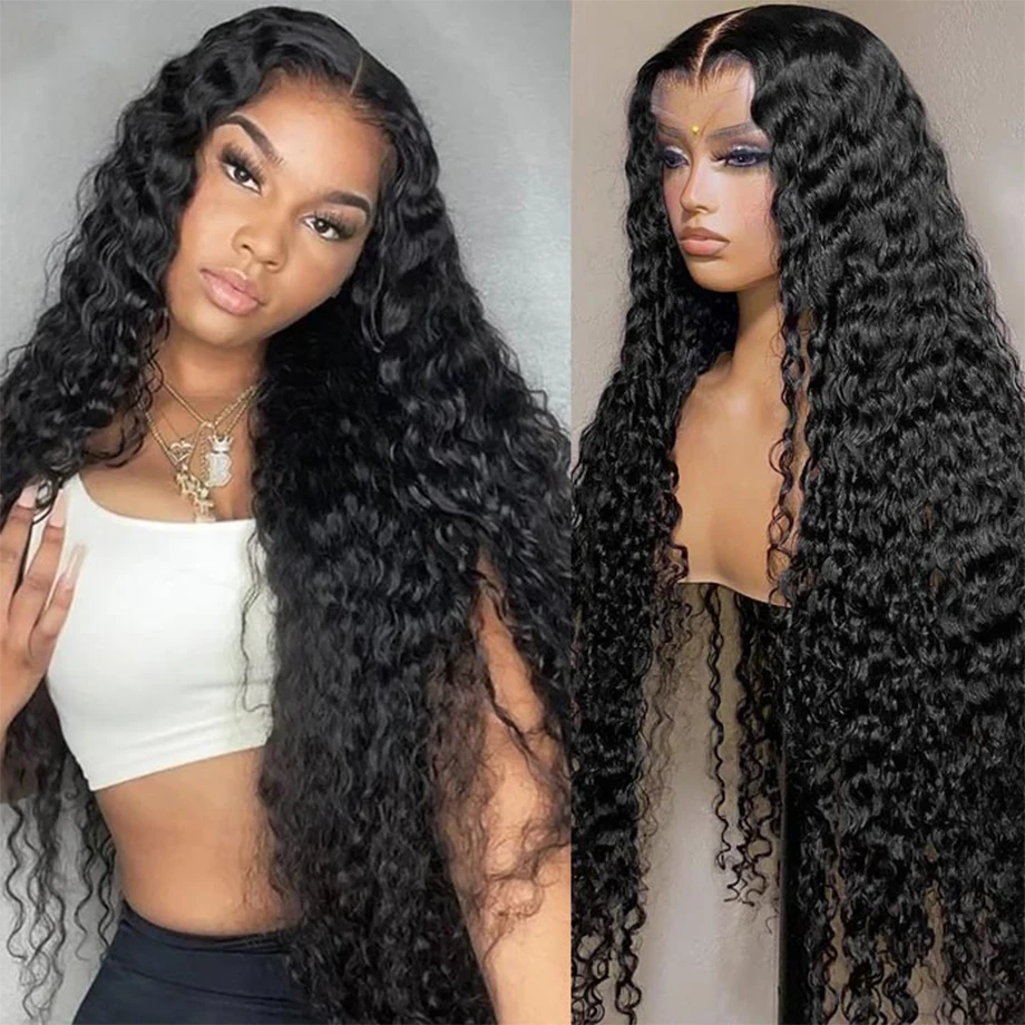 Deep Wave Lace Frontal Wig HD Lace Closure 6X4 Glueless Wig Pre Cut Curly 13x4 Lace Front Human Hair Wigs For Women Wet And Wavy