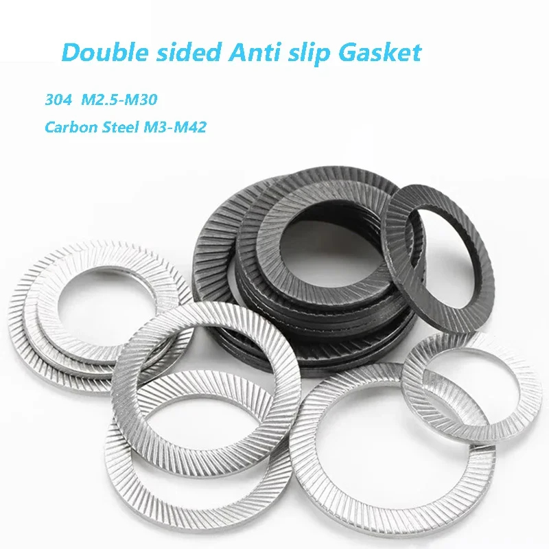 1/2/3/5/10/20/30/50/100pcs M2.5 M3-M42 304 Stainless Steel with Lock Washer Double-sided Tooth Washer Butterfly Non-slip Gasket