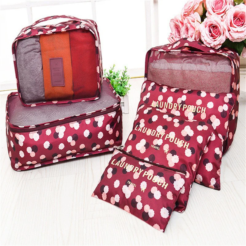 6pcs Travel Organizer Set Suitcase Storage Bag Portable Clothes Underwear Shoes Cubes For Travels Makeup Bags Luggage Organizers