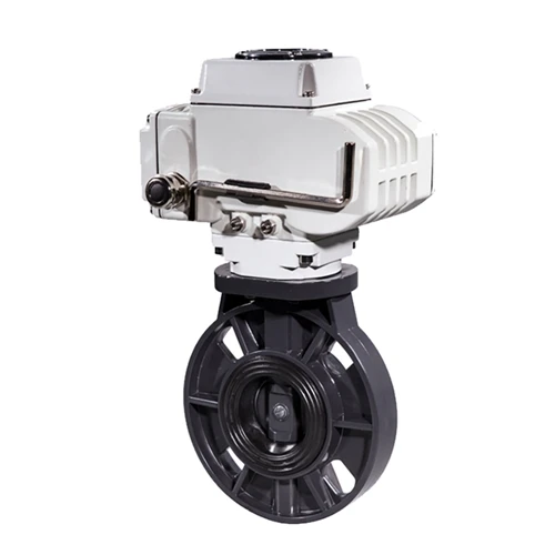 DN50 AC220V Electric Plastic UPVC Flange Butterfly Valve