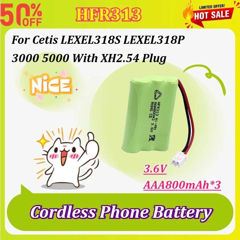 

High-Capacity HFR313 3.6V AAA800mAh*3 Cordless Phone Battery for Cetis LEXEL318S LEXEL318P 3000 5000 With XH2.54 Plug