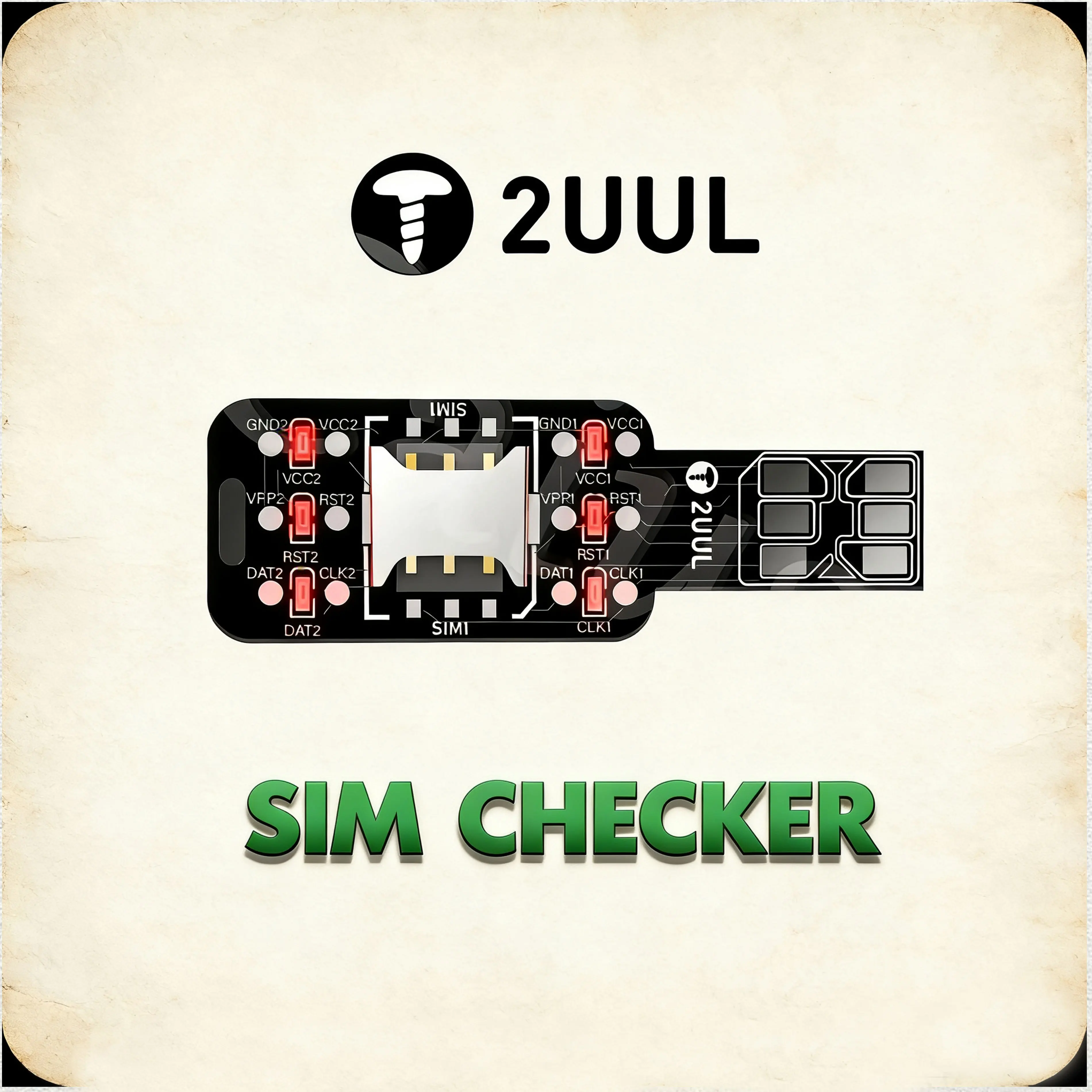 2UUL SM01 SIM Card Tester Dual-SIM Checker, Rapid Fault Detection and Signal Strength Tool for Mobile Phone Repair