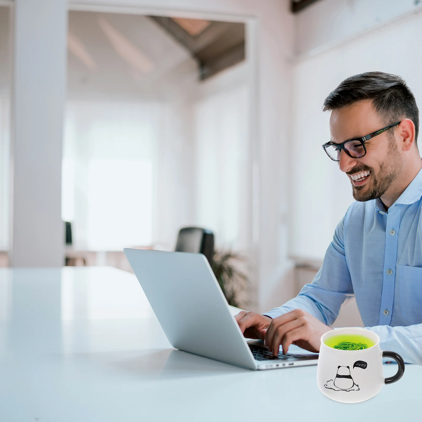 

Cartoon Panda Ceramic Coffee Cup Simple Design Daily Use Breakfast Milk Mug Spoon Creative Drink Cup Ceramic Mug Set