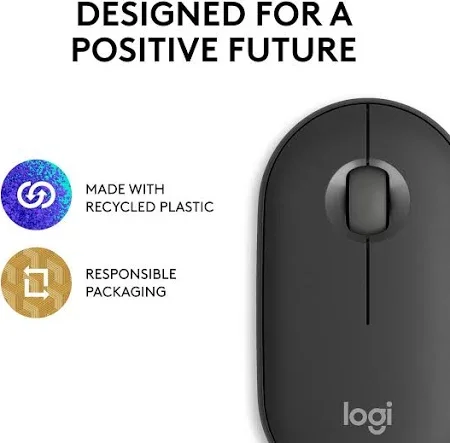 Logicool PEBBLE MOUSE2 ماوس بلوتوث لاسلكي، 4000 نقطة في البوصة مريح للاستخدام المكتبي لون الجرافيت #6