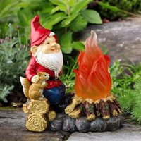 Outdoor Garden Resin Dwarf Statue Lighting Campfire Solar Led Lantern Elf Ornaments Dwarf Courtyard Lawn Home Decoration