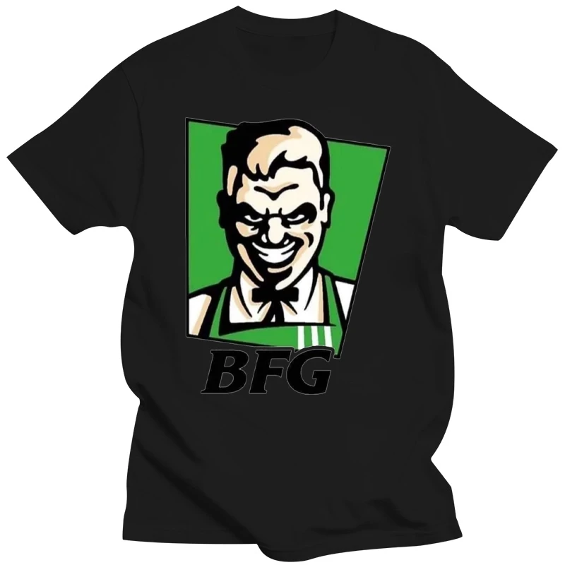 Bfg Retro Doomguy Chicken Fried Funny Logo Black T-Shirt S-6Xl Streetwear Funny Tee Shirt