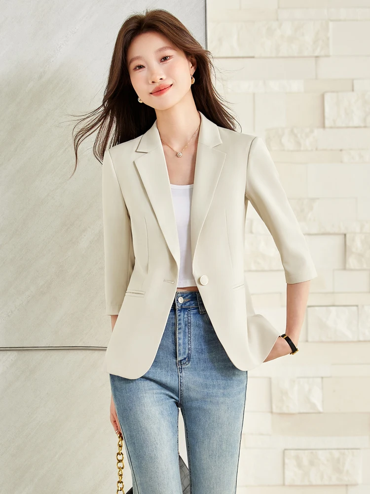 AIyssa Elegant fashionable professional women's clothing, high-quality mid sleeved blazers, 2026 spring/summer new collection
