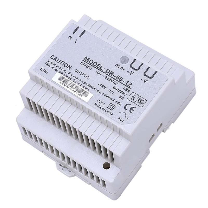 Fonte de alimentação DIN Rail, boa qualidade conversor, 60W, 12V AC, DC, 2 pcs