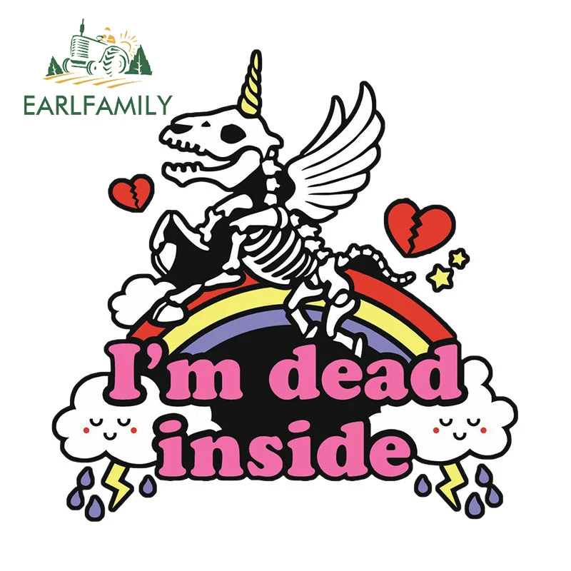 EARLFAMILY 13cm X 12.8cm for Skeleton Horse I Am Dead Inside Car Stickers Waterproof Cartoon Decals Fashionable Car Label Vinyl