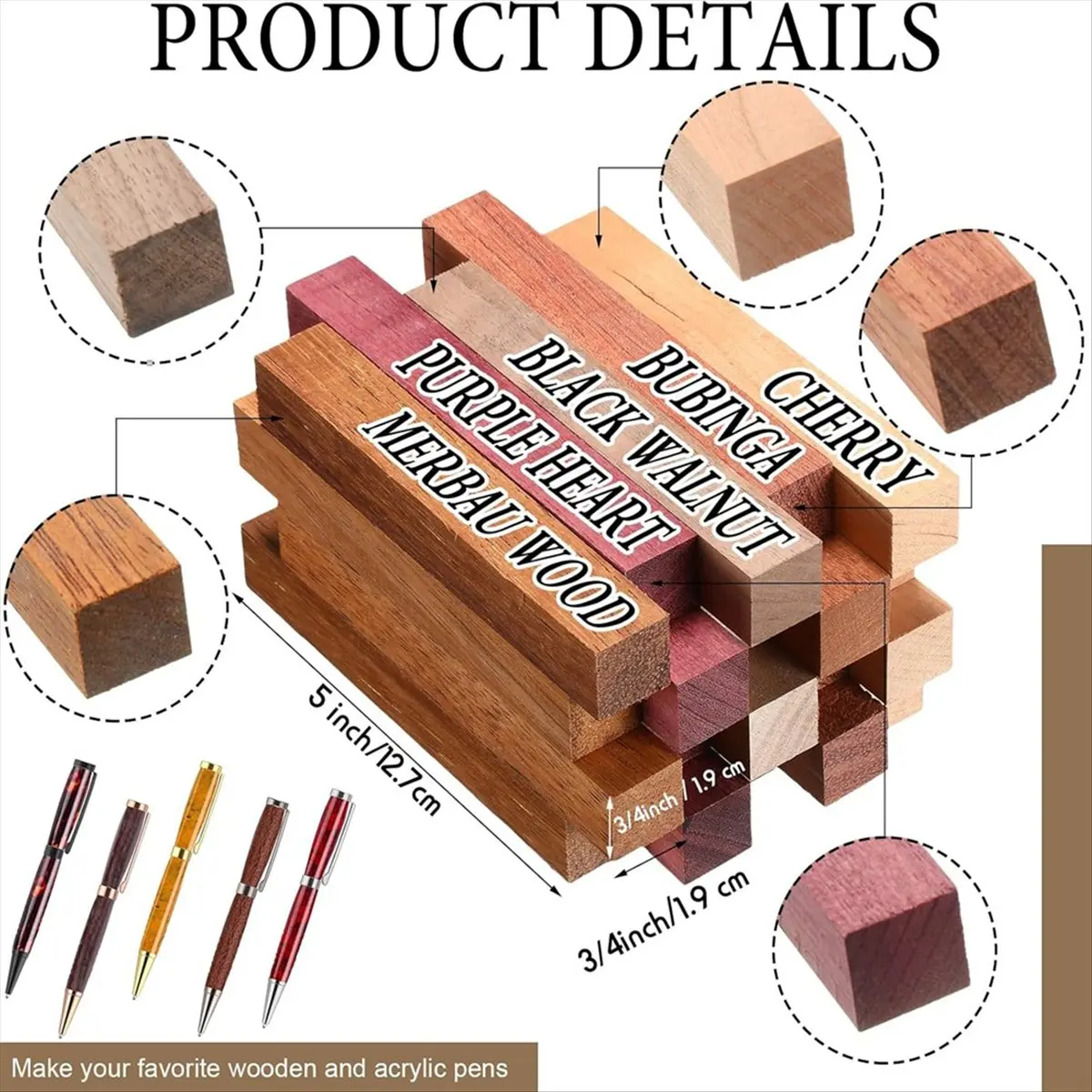 20Sets Woodturning Pen Kits Project Supplies 7mm Slimline Pen Kits Woodworking turning Copper + Wooden