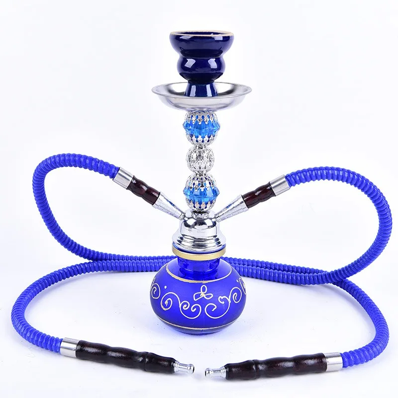 For Hookah Set Small Hookah Decorative Pot Openwork Metal Double Tube