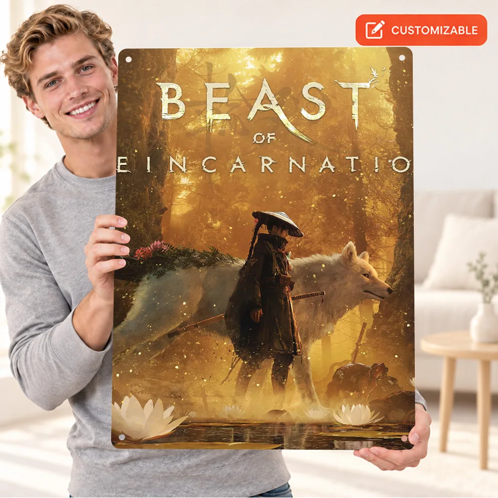 Beast Of Reincarnation Printed Poster Customized Aluminum Metal Sign Gothic Fantasy Illustration Wall Art For Reading Corner
