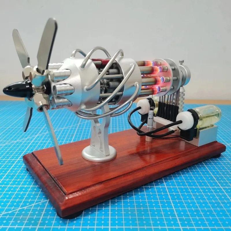 Hot Air 16 Cylinder Stirling Engine Model Double Tank Stainless Steel Swash Plate Engine Physics Puzzle Science Gift Toy