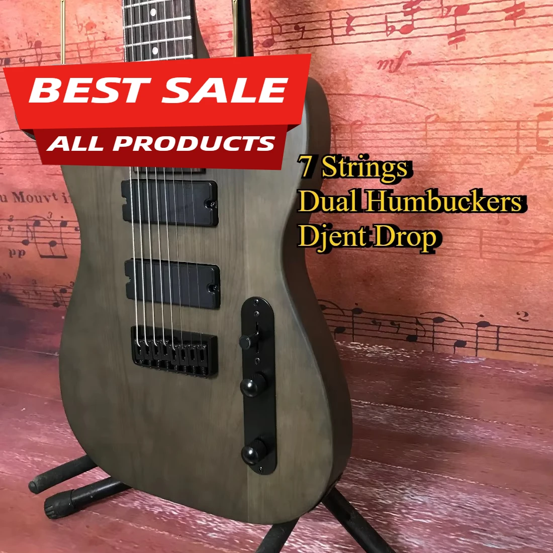 7 String TLE Satin Grey Wood Electric Guitar Djent Drop Tuning Sealed Dual Pickups Modern Metalcore Guitar Hot Sale New