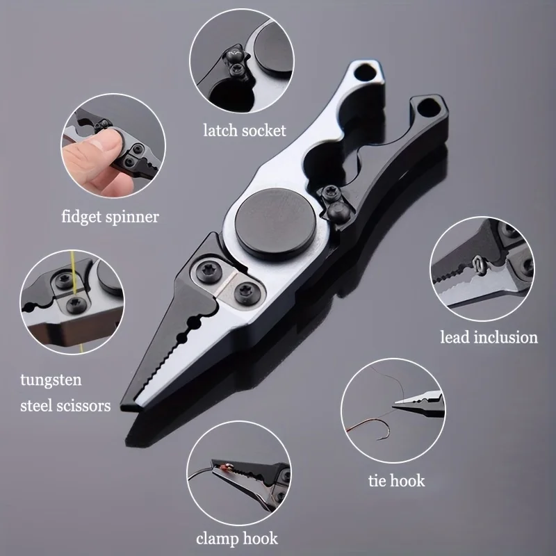 1 PCS Durable Aluminum Alloy Fishing Pliers with Gyro and Tungsten Steel Blade for Easy Catches  Fishing Equipment Fishing Tools