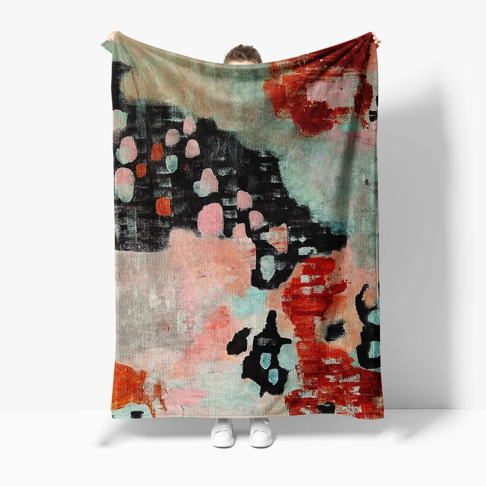 Abstract Watercolor Paint Splatter Blanket Soft Cozy Throw Blanket for Sofa Bed Living Room Decorative Throw Cushion Cover