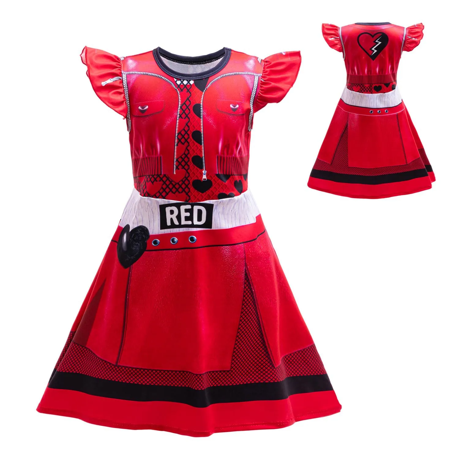 Disney filme descendentes a ascensão do traje vermelho bebê menina cosplay roupas anime vermelho uliana roupas festa de halloween vestido rainha