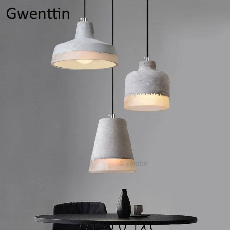 

Cement Pendant Lights Nordic Vintage Hanging Lamps for Dining Room Kitchen Fixtures LED Decor Loft Industrial Ceiling Chandelier